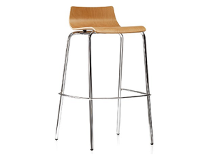 Bjorn Stool with Chrome Frame & Wooden Seat