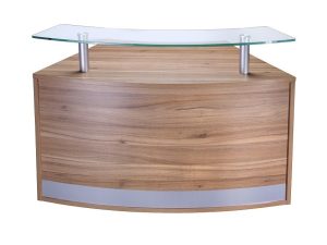 OFR Single Curve Reception Desk with Glass Shelf