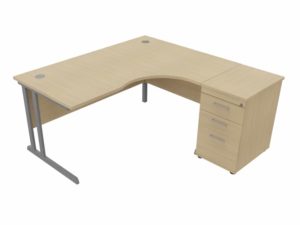 Optima Crescent Cantilever Desk with Drawers - Fast Track