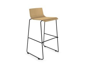 Moon High Stool with Wooden Seat