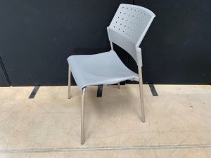 Used Grey Plastic Stacking Chairs - Set of 4