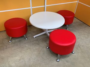 Round Stool in Red Vinyl