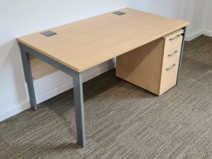 Used Rectangle Desk with Mobile Pedestal