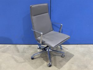 ICF High Back Manager Chair in Italian Grey Leather with Chrome Arms & Base