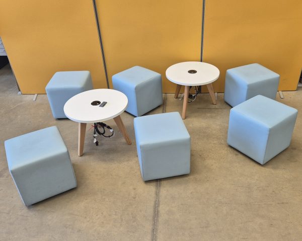 Johansson Light Blue Vinyl Leather Stools - Image 2