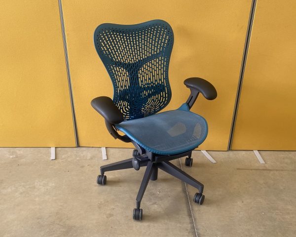 Herman Miller Mirra Chair - Blue Mesh & Back - Multi Functional Arms