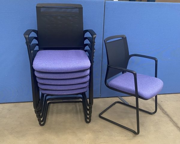 Set of 6 Cantilever Frame Stacking Chairs