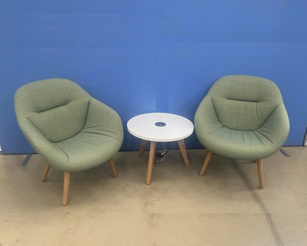 Pair of Tub Style Lounge Chairs with Coffee Table