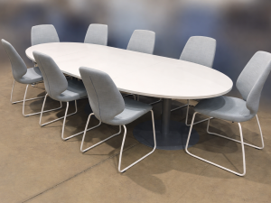 3Pc. Boardroom Table in White with 8 Kinnarps Chairs