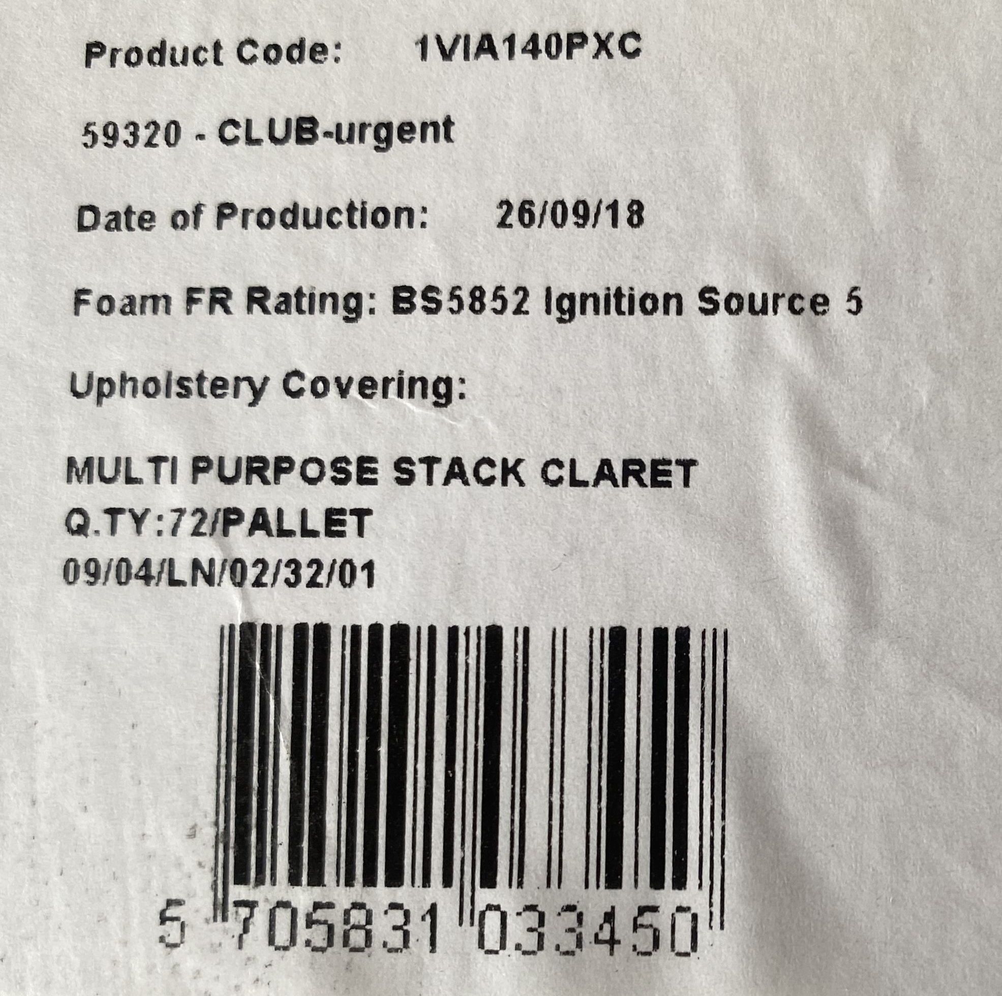 ISO Stacking Chairs x 16 | Black Frame | Claret Fabric | Used - Image 2