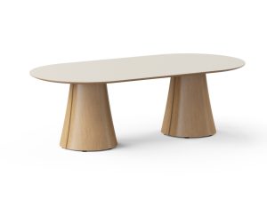 Botany Racetrack Meeting Table with Wooden Base