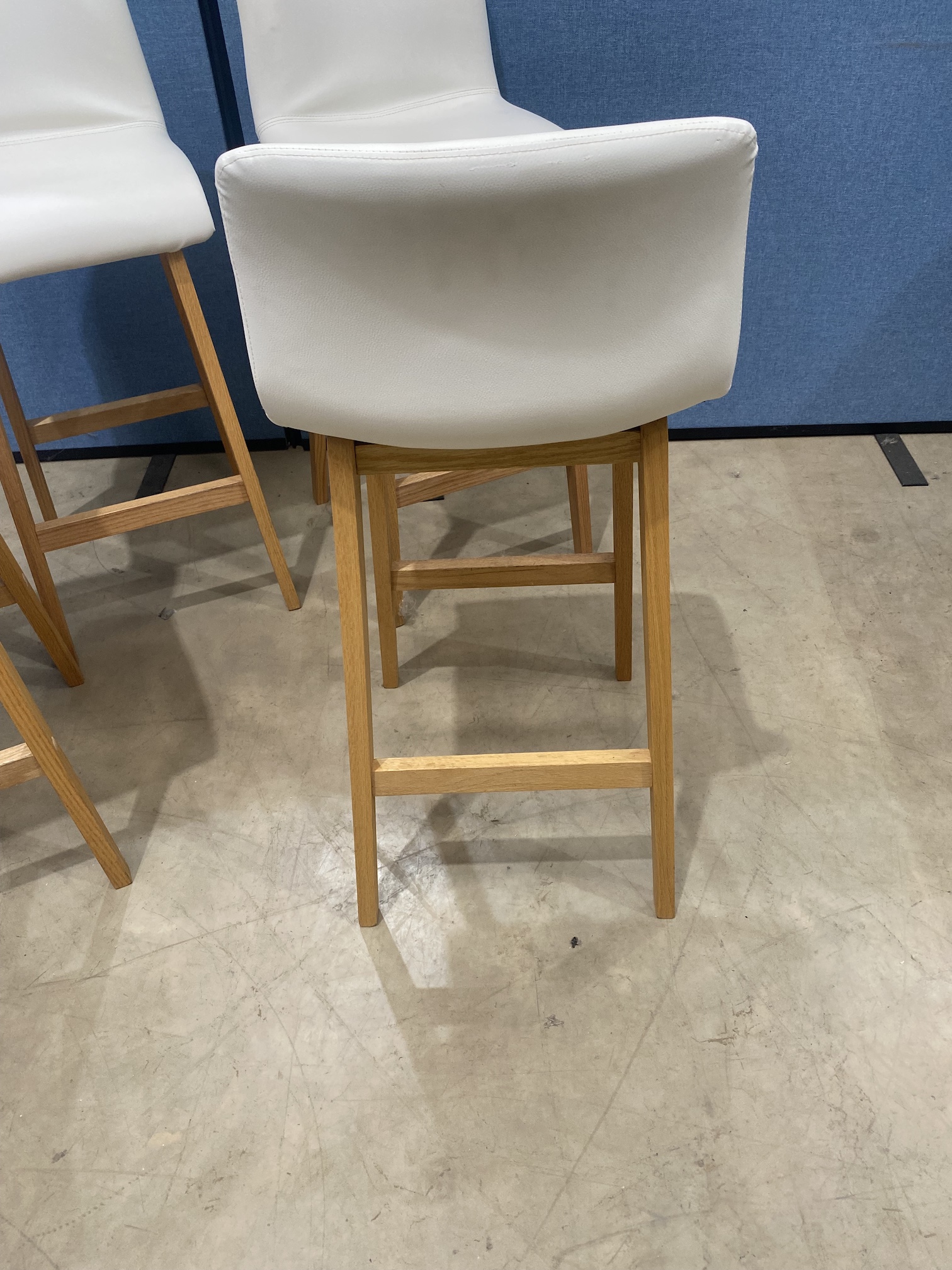 Set of 4 Vinyl Stools with Wood Frame | Used - Image 2